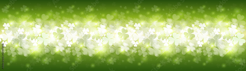 Shamrock Pattern Background Saint Patrick Day Beer Festival Banner Flat Vector Illustration