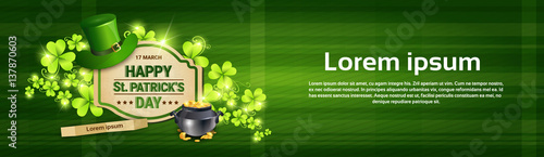 Saint Patrick Day Beer Festival Banner Greeting Card Flat Vector Illustration