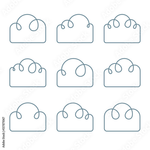 Cloud set simple vector icons.
