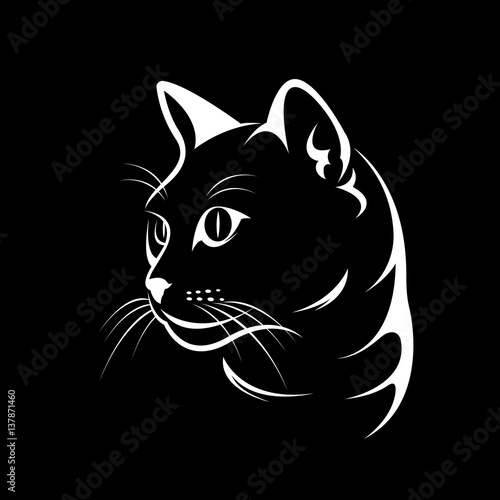 Vector of a cat face design on black background, Vector illustration. Pet