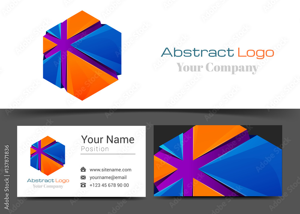 Abstract Corporate Logo and Business Card Sign Template. Creative Design with Colorful Logotype Visual Identity Composition Made of Multicolored Element. Vector Illustration Abstract Corporate Logo and Business Card Sign Template. Creative Design with Colorful Logotype Visual Identity Composition Made of Multicolored Element. Vector Illustration