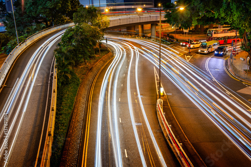 urban traffic with cityscape in Hong Kong,China.