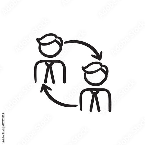 Staff turnover sketch icon.