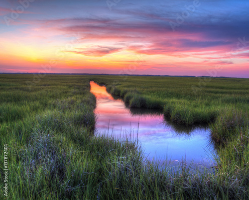 Marsh river sunset
