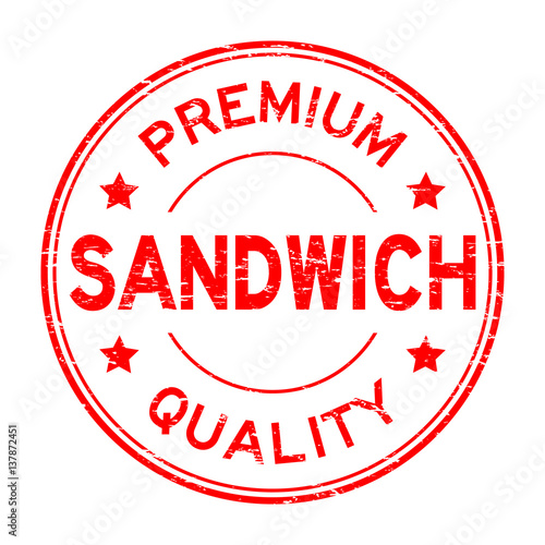 Grunge red premium quality sandwich round rubber stamp