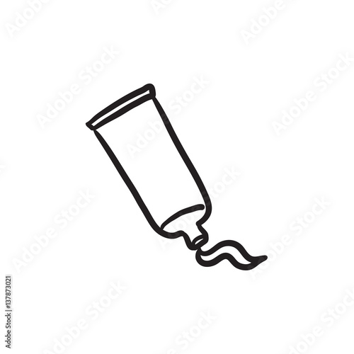 Cream tube and stroke sketch icon.