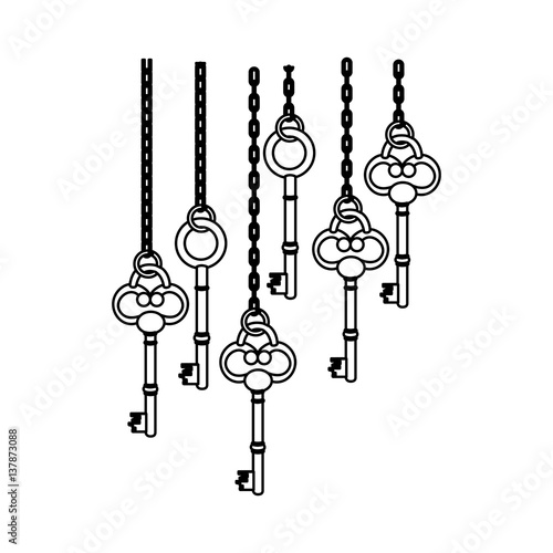 figure old keys hanging icon , vector illustration image design