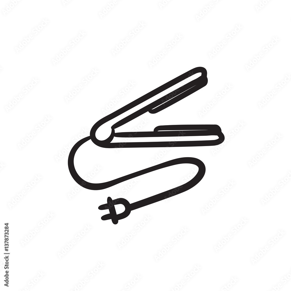 Hair straightener sketch icon. Hair straightener sketch icon.