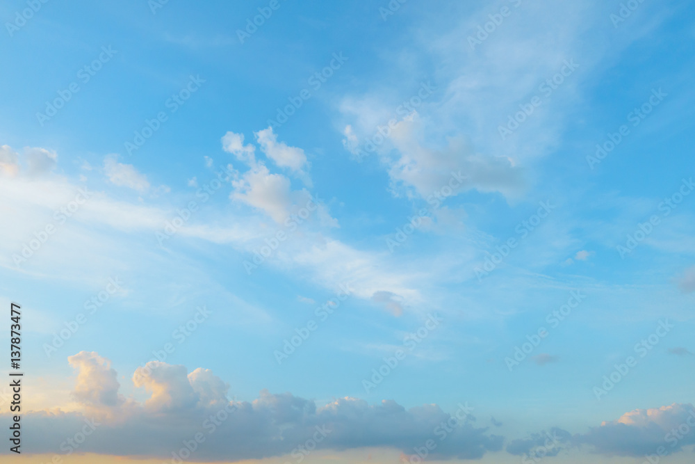 Blue sky with cloud, retro and vintage theme background