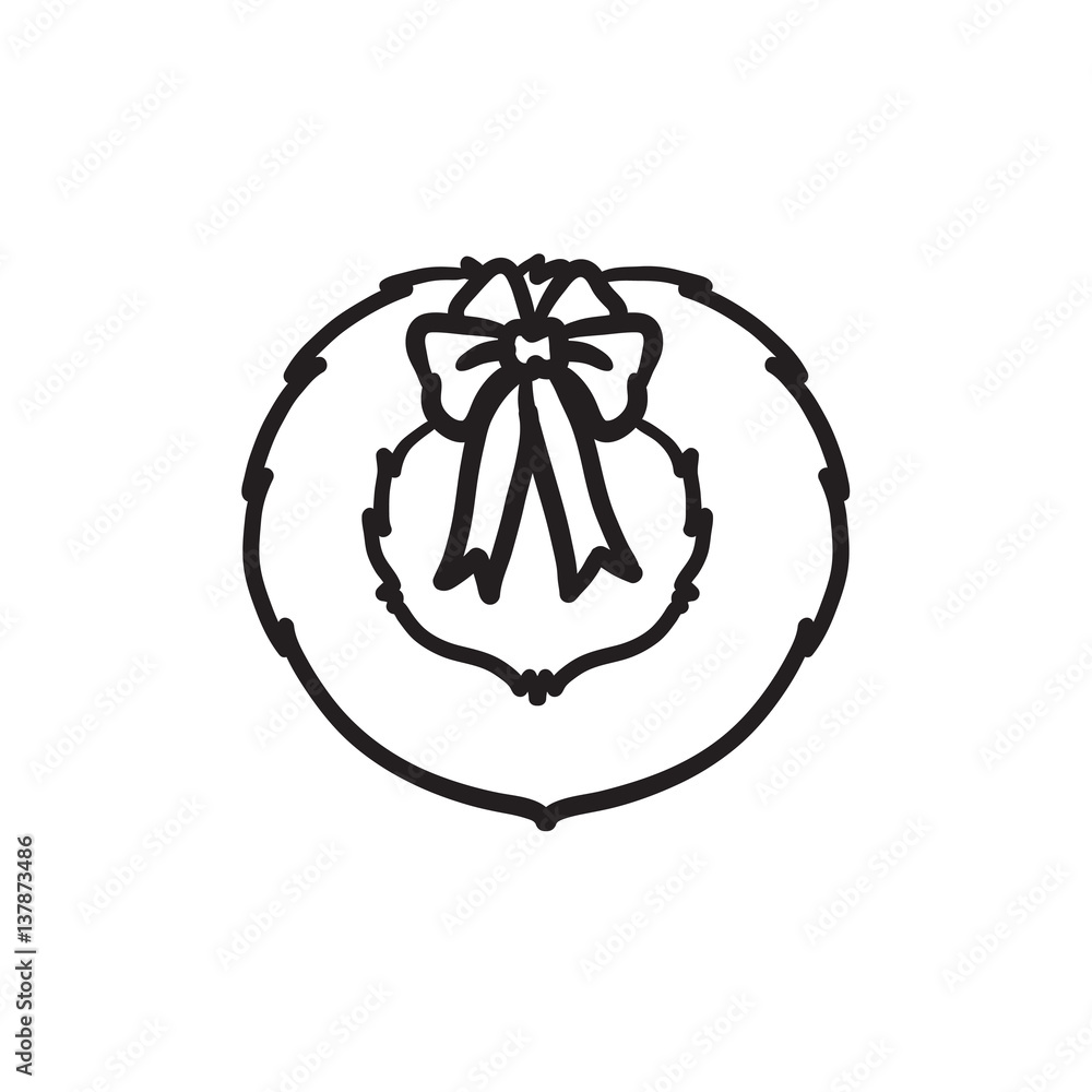 Christmas wreath sketch icon. Christmas wreath sketch icon.