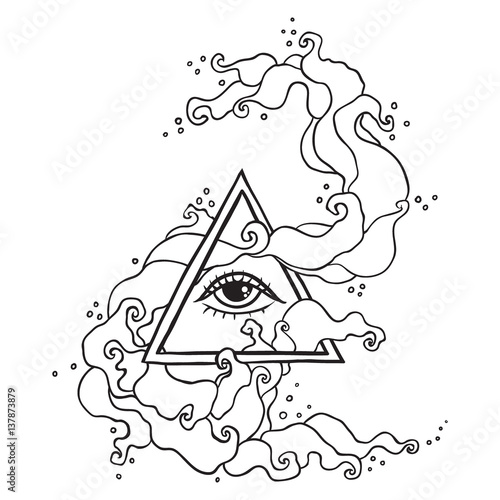 Eye in pyramid with mystic smoke