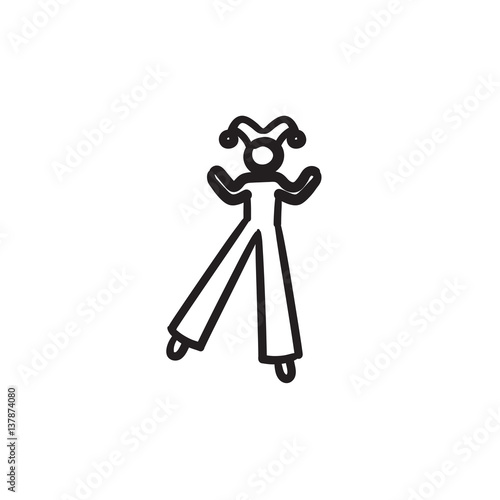 Clown on stilts  sketch icon. photo