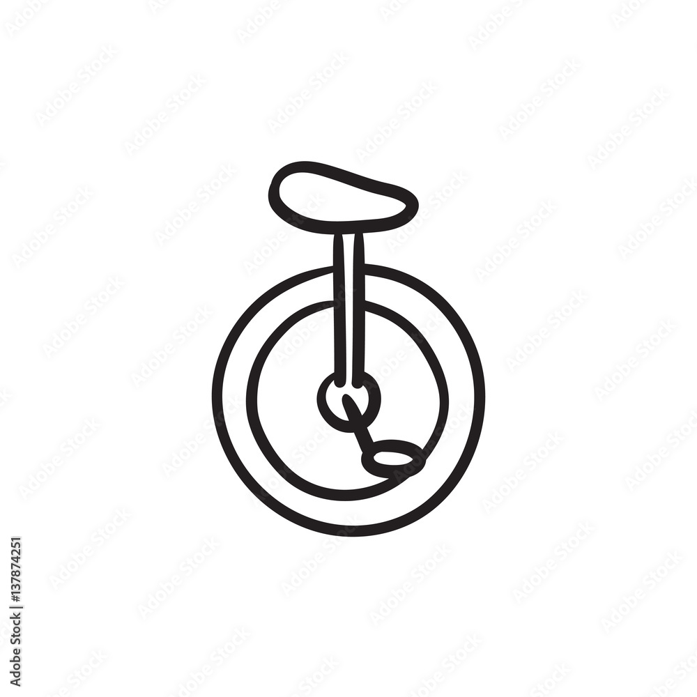 One wheel bicycle sketch icon. One wheel bicycle sketch icon.