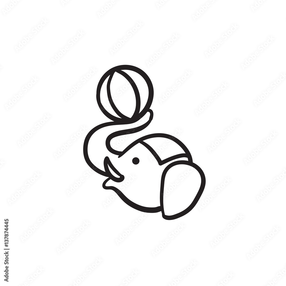 Circus elephant playing with ball sketch icon. Circus elephant playing with ball sketch icon.