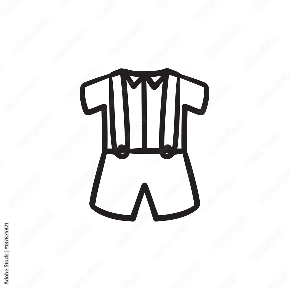 Baby shirt and shorts with suspenders sketch icon. Baby shirt and shorts with suspenders sketch icon.