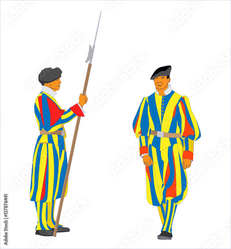 vector Swiss Guards of Vatican