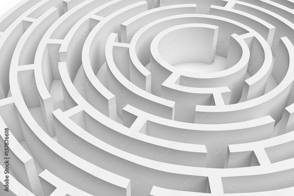 3D rendering of the white round maze consruction approximated 3D rendering of the white round maze consruction approximated
