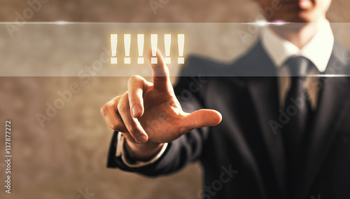 Exclamation Marks text with businessman