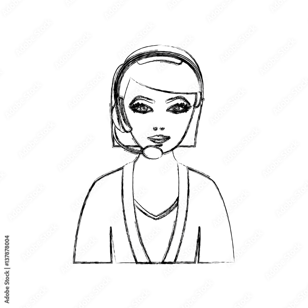 contour people woman technological services icon, vector illustration design contour people woman technological services icon, vector illustration design