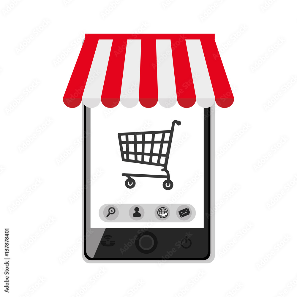 smartphone device with cart shopping isolated icon vector illustration design smartphone device with cart shopping isolated icon vector illustration design