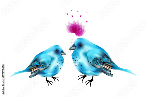 Business  template or cover with cute blue birds - vector illustration 