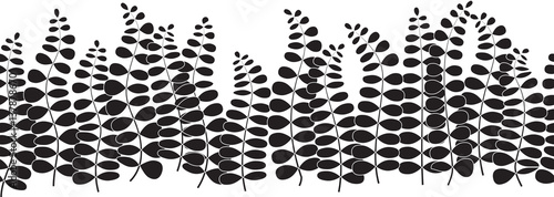 Horizontal seamless  pattern with black leaf - vector illustration