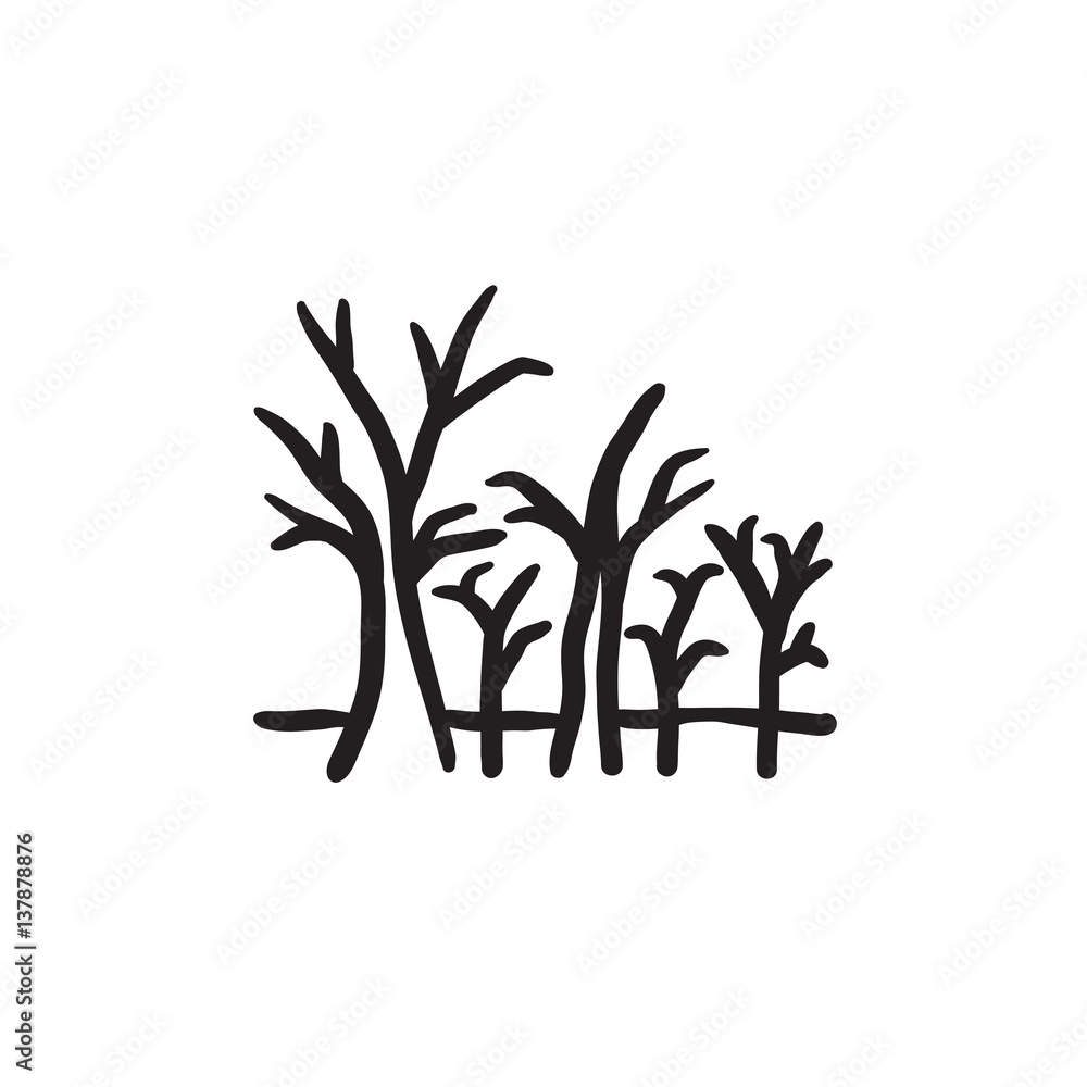 Fototapeta premium Tree with bare branches sketch icon.