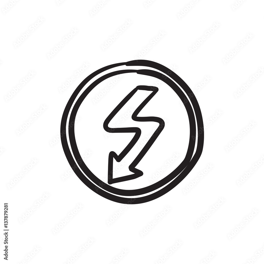 Lightning arrow downward sketch icon. Lightning arrow downward sketch icon.