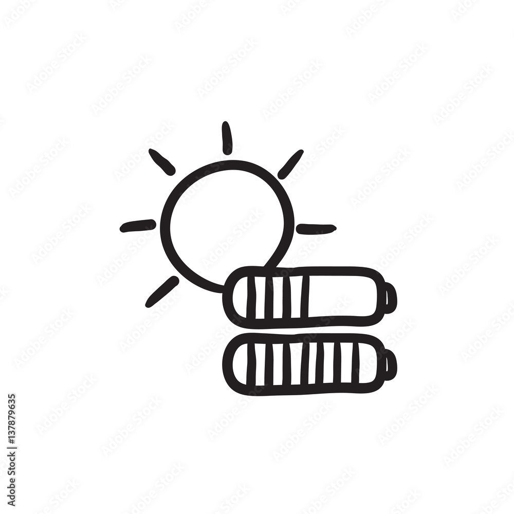 Solar energy sketch icon.