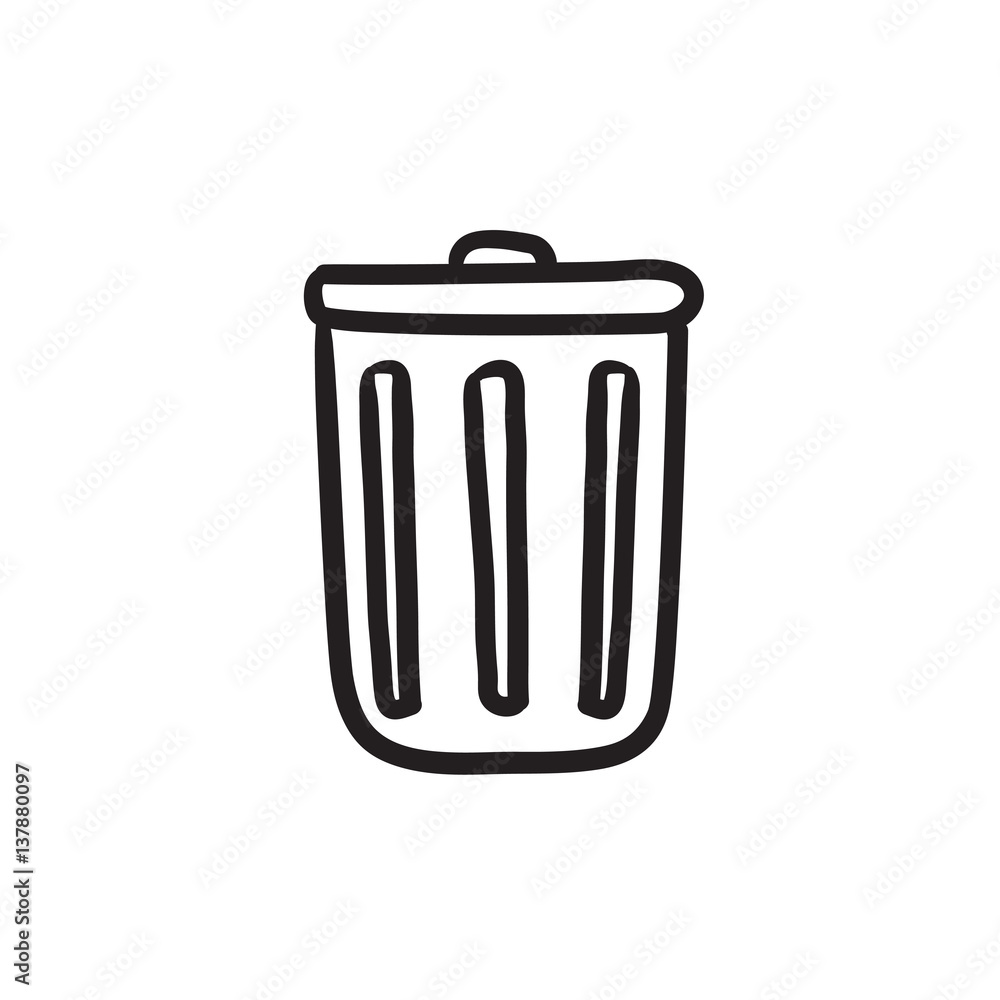 Trash can sketch icon. Trash can sketch icon.