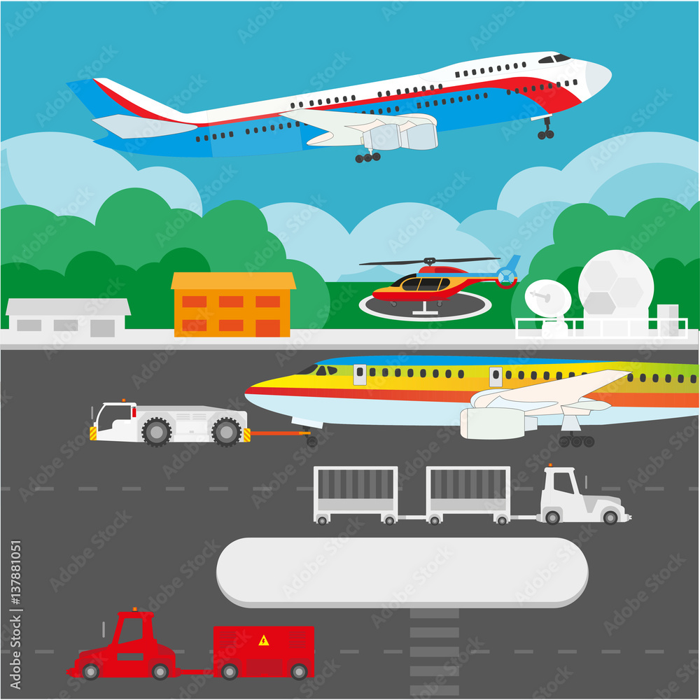 Airport flat details and vector elements Airport flat details and vector elements