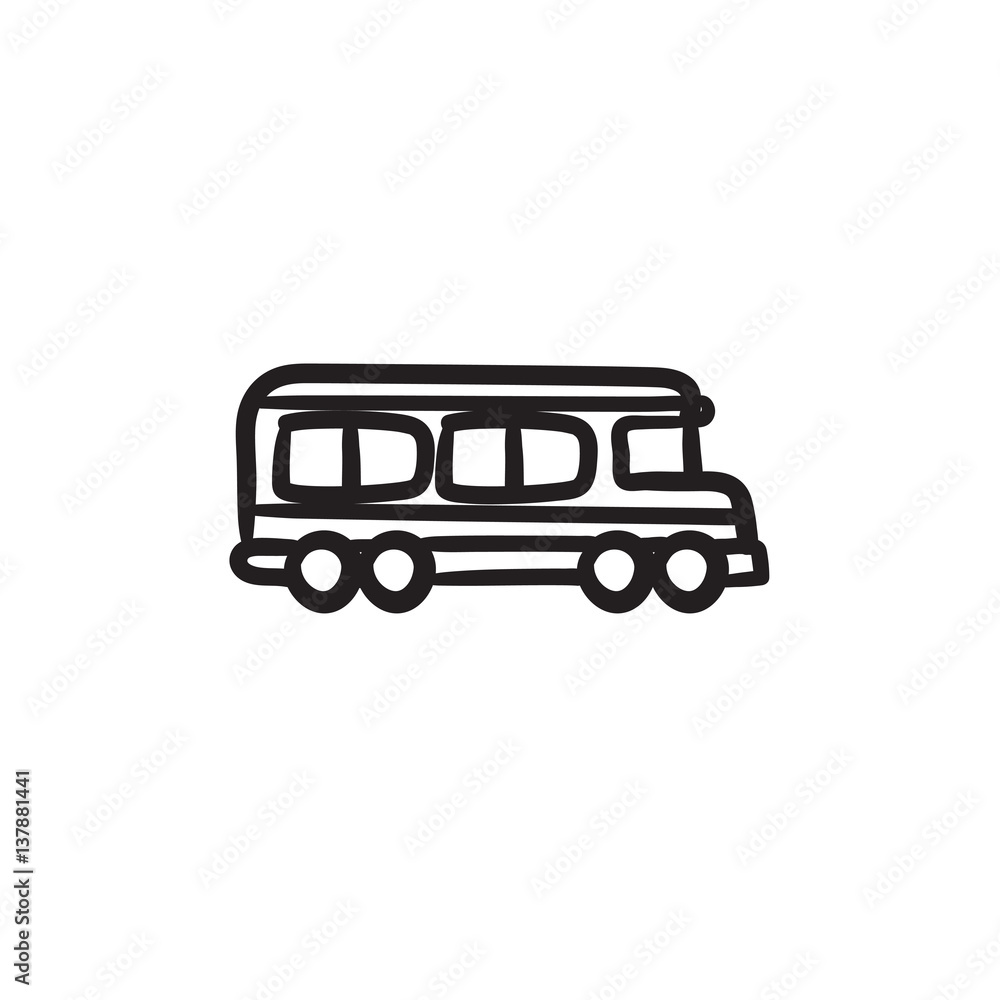 School bus sketch icon.