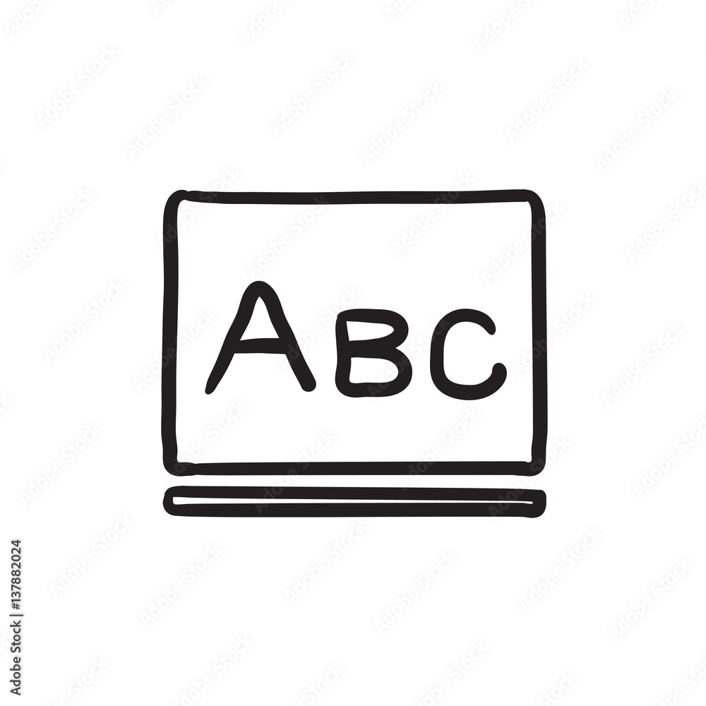 Letters abc on blackboard sketch icon. Letters abc on blackboard sketch icon.