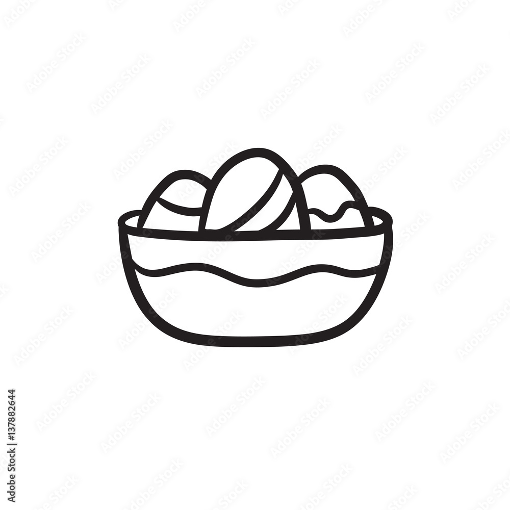 Bowl full of easter eggs sketch icon. Bowl full of easter eggs sketch icon.