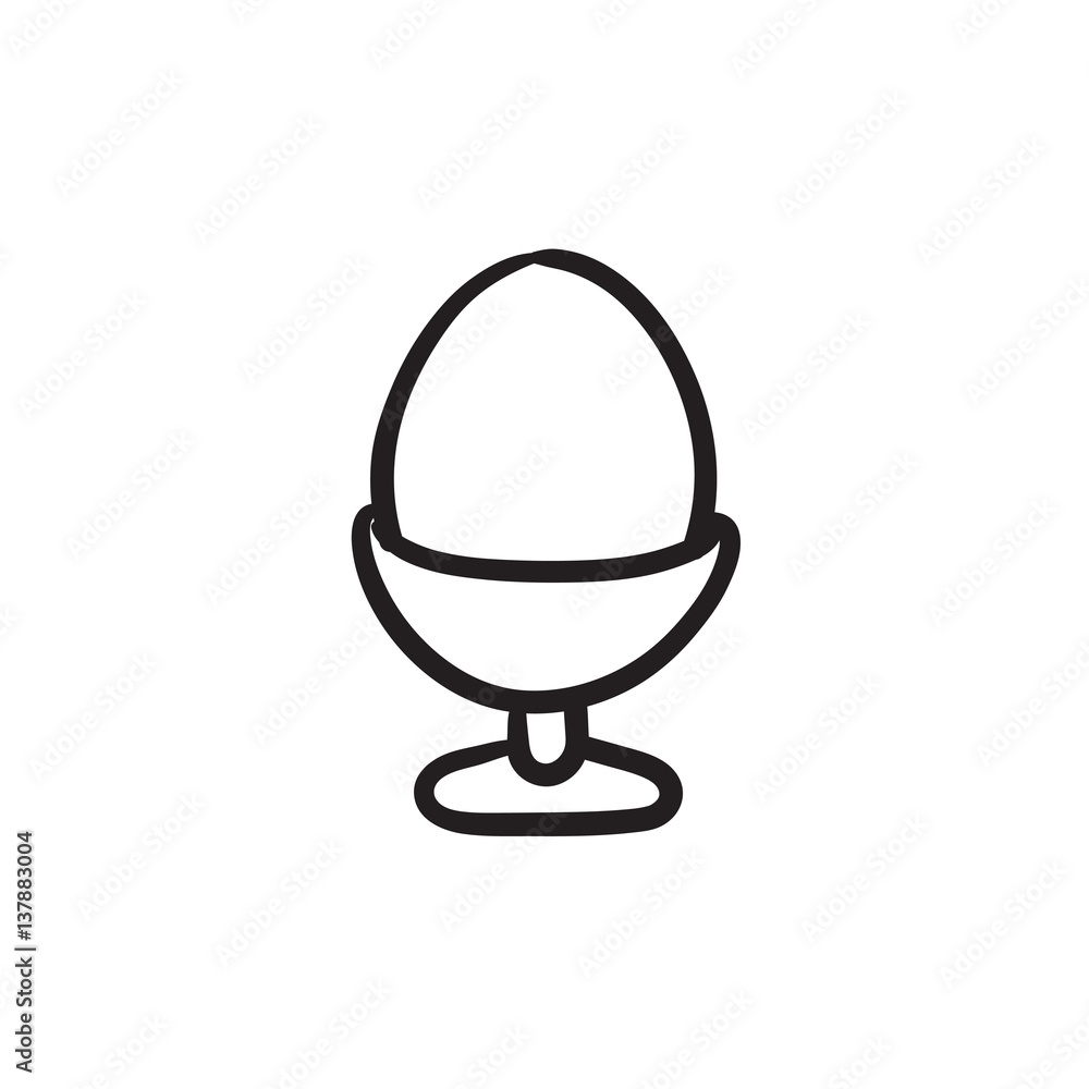 Easter egg in stand sketch icon. Easter egg in stand sketch icon.