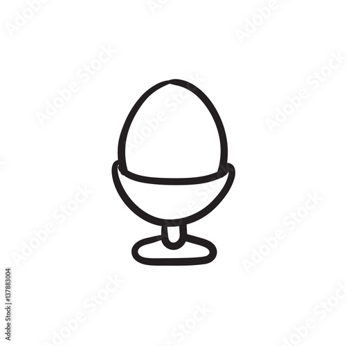 Easter egg in stand sketch icon.