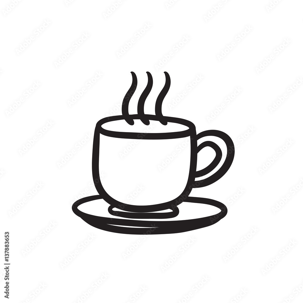 Cup of hot drink sketch icon. Cup of hot drink sketch icon.
