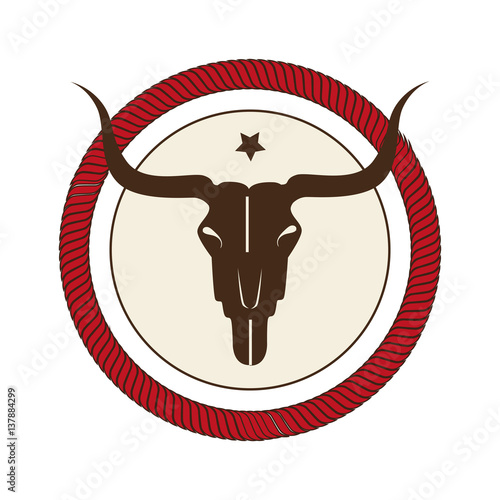 bull skull wild west icon vector illustration design