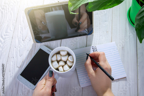 Writing goals with morning coffee photo