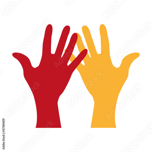 hand human silhouette colors community icon vector illustration design