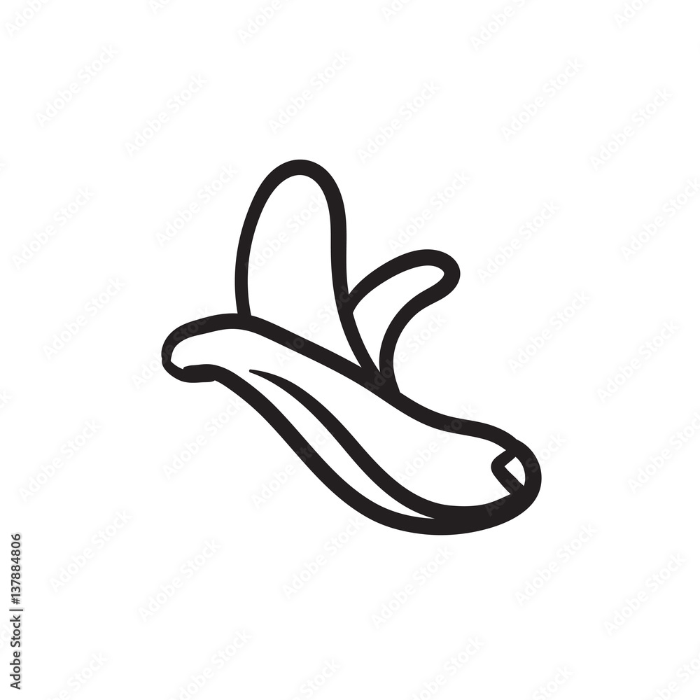 Obraz premium Peeled banana sketch icon.