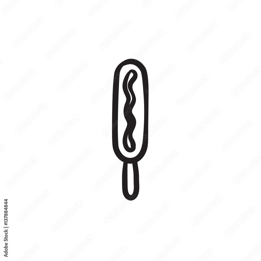 Corn dog sketch icon. Corn dog sketch icon.