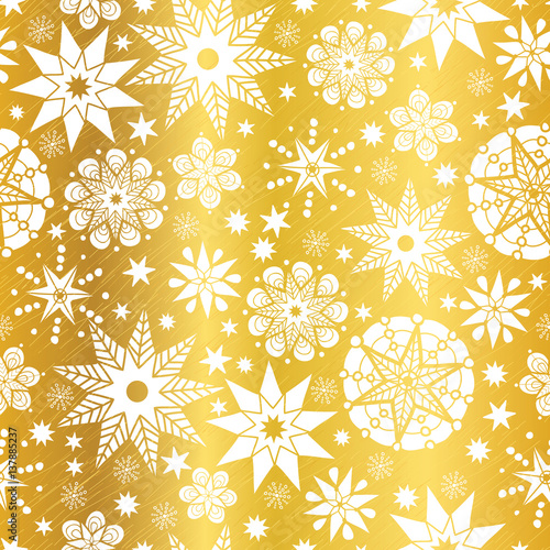 Vector Gold White Abstract Doodle Stars Seamless Pattern Background. Great fo...
