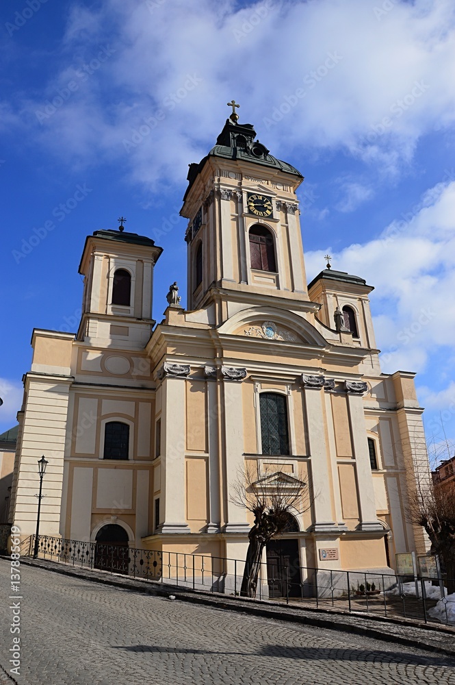 Fototapeta premium The church of the Assumption of Virgin Mary in Banska Stiavnica, central Slovakia.