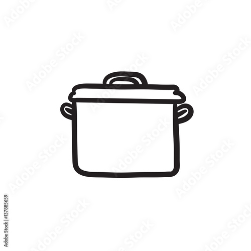 Saucepan sketch icon.
