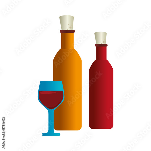 wine cup an bottle isolated icon vector illustration design