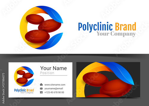 Donate Blood Medicine Cardiology Healthy Corporate Logo and Business Card Sign Template. Creative Design with Colorful Logotype Visual Identity Composition Multicolored Element. Vector Illustration