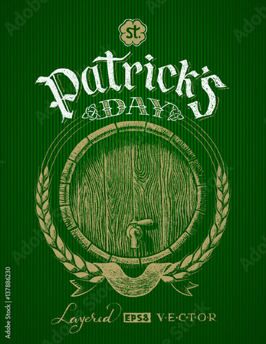 St. Patricks Day. Chalk drawing