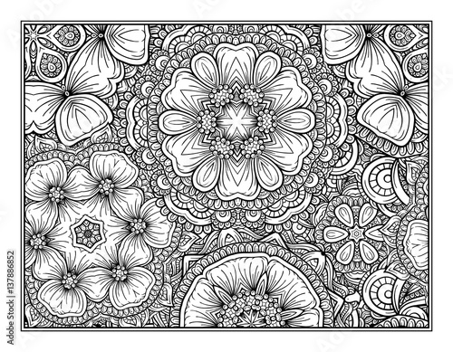 Floral decorative ornamental coloring page