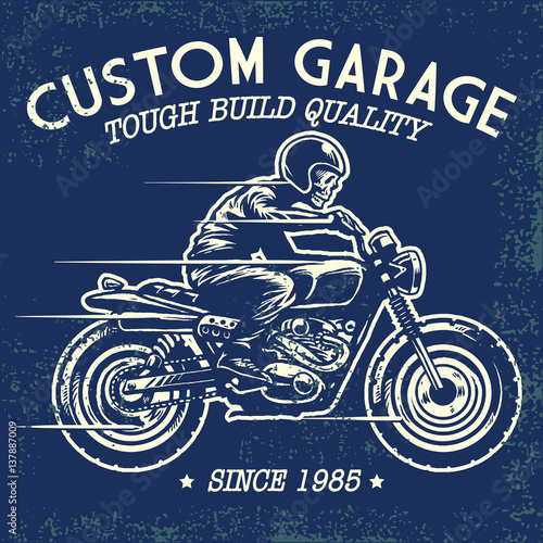 Hand drawing style of skull ride a motorcycle